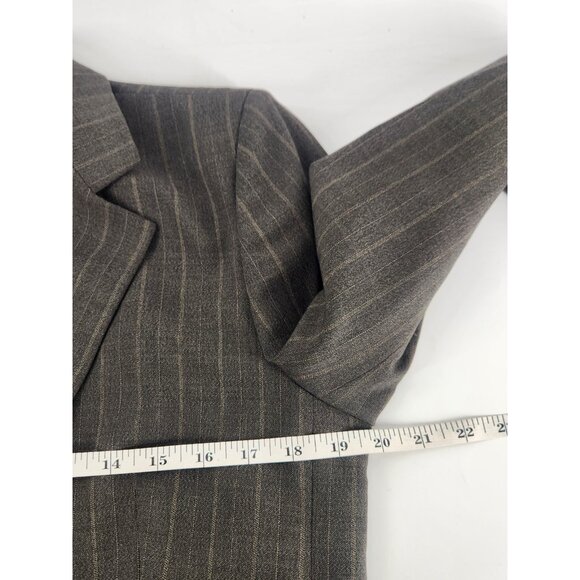 Max Mara Suit Dress Women Size 10 Grey Pinstripe Oversized Longline Blazer Luxe - Picture 9 of 14